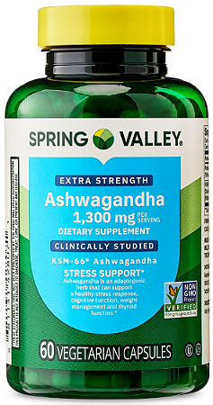 Spring Valley Ashwagandha Dietary Supplement Extra Strength 1300mg