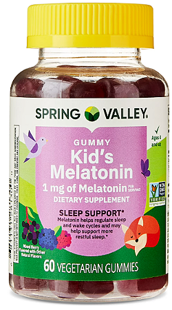 Spring Valley Kids Melatonin Dietary Supplement Gummies Raspberry 1mg
