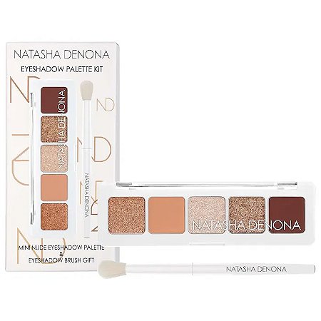 Natasha Denona Mini Nude Eyeshadow Kit - Mini Nude Eyeshadow Palette & Eyeshadow Brush - Edição limitada