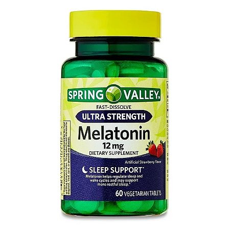 Spring Valley Ultra Strength Melatonin Sleep Support Dietary Supplement Fast-Dissolve Tablets 12 mg