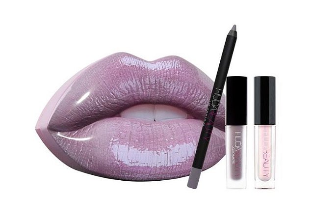 Huda Beauty Contour & Storbe Lip Set Silver Fox/Enchanting