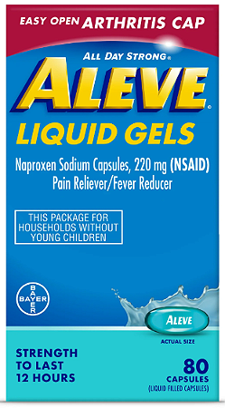 Aleve Liquid Gels Easy Open Arthritis Cap Naproxen Sodium Pain Reliever, 80 Count