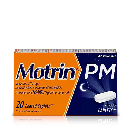 Motrin PM Caplets Ibuprofen Relief from Minor Aches and Pains Nighttime