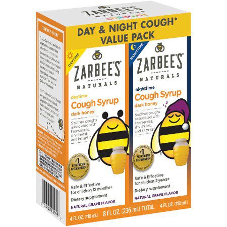 Zarbee's Naturals Children's Cough Syrup with Dark Honey Daytime & Nighttime, Natural Grape Flavor