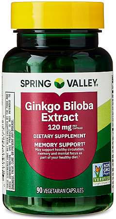 Spring Valley Ginkgo Biloba Extract Dietary Supplement Vegetarian Capsules for Memory Support, 120 mg