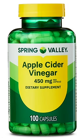 Spring Valley Apple Cider Vinegar Dietary Supplement Capsules, 450 mg