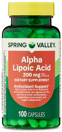 Spring Valley Alpha Lipoic Acid, Antioxidant Support, Dietary Supplement, 200mg Capsule