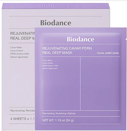 Biodance  Rejuvenating Caviar PDRN Real Deep Mask - 4 Pack for Natural Skin Renewal & Firming
