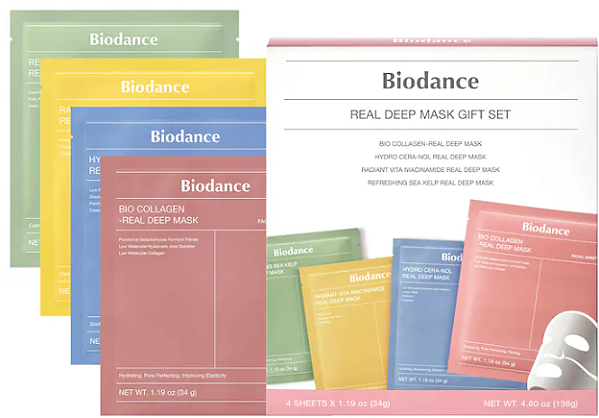 Biodance  Real Deep Mask Gift Set - 4 Masks for Pore Care, Hydration, Calming and Dark Spot Treatment