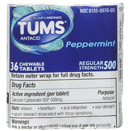 Tums Regular Strength Peppermint Tablets