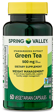 Spring Valley Standardized Extract Green Tea Dietary Supplement Vegetarian Capsules for Weight Management, 500 mg