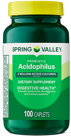 Spring Valley Probiotic Acidophilus Caplets for Digestive Health, 2 Billion Active Cultures