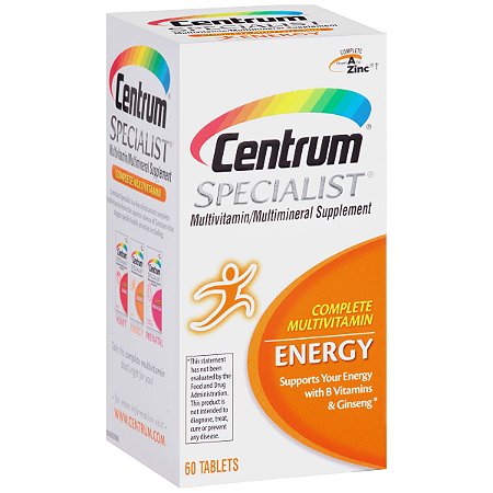 Centrum Specialist Energy Adult Multivitamin / Multimineral Supplement Tablet, Vitamin D3, C, B-Vitamins and Ginseng