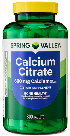 Spring Valley Calcium Citrate Dietary Supplement Tablets for Bone Health, 600 mg