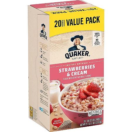 Quaker Instant Oatmeal, Strawberry & Cream