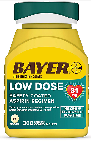 Bayer Aspirin Low Dose 81 mg, Enteric Coated Tablets, Doctor Recommended, Secondary Prevention of Cardiovascular