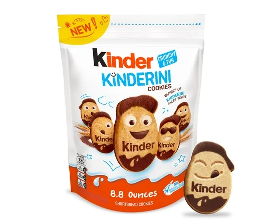 Kinder Kinderini Shortbread Cookies, Crunchy Biscuits Snack with Fun Expressions