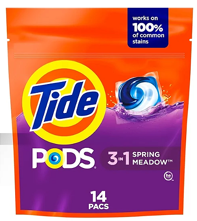 Tide PODs Laundry Detergent, 14 Count, Spring Meadow Scent, 3-in-1 Stain Remover