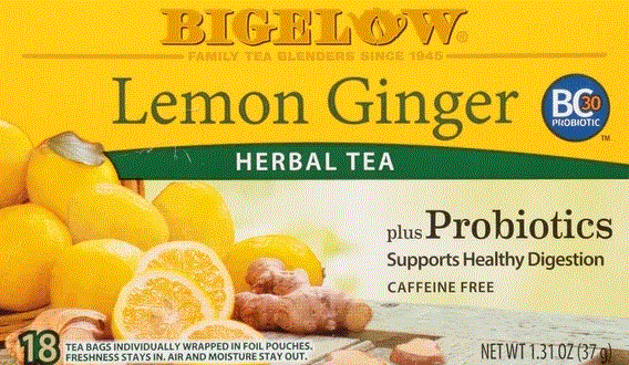 Bigelow Lemon Ginger Plus Probiotics, Caffeine Free