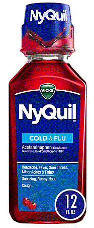 Vicks NyQuil Cold and Flu Liquid, Nighttime Cold Medicine, Original