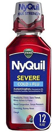 Vicks NyQuil SEVERE Cold & Flu Liquid, Cold and Flu Medicine for Adults, Origina