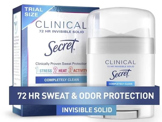 Secret Clinical 100HR Antiperspirant Deodorant for Women, Invisible Solid, Completely Clean
