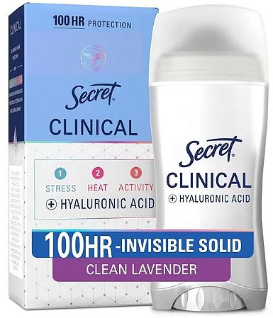 Secret Clinical 100HR Antiperspirant Deodorant, Invisible Solid, Clean Lavender