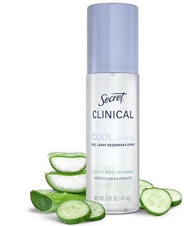 Secret Clinical Women's Relief & Comfort Daily Cool Down Spray - Aloe & Cucumber