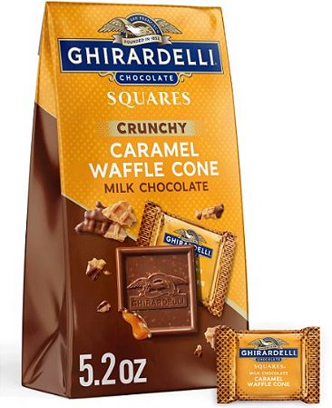 Ghirardelli Milk Chocolate Candy SQUARES with Caramel Waffle Cone Filling