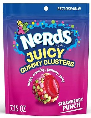 NERDS Juicy Gummy Clusters, Strawberry Punch, Juicy and Gummy Candy, for Snacking and Sharing