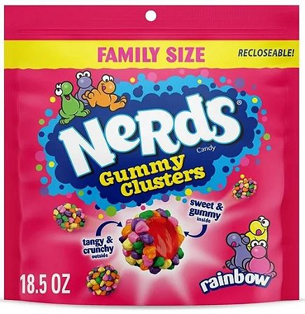 NERDS Gummy Clusters, Candy, Rainbow, Crunchy and Gummy