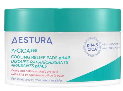 AESTURA A-CICA365 Cooling Relief Toner Pads pH4.5 with Centella Asiatica + Hyaluronic Acid for Redness