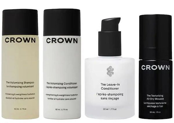 Crown Affair The Mini Air Dry Mousse Ritual Hair Set for Volume and Texture