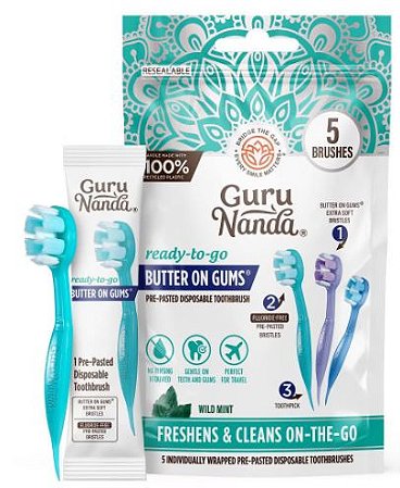 GuruNanda Butter on Gums Pre-Pasted Toothbrushes