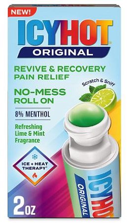 Icy Hot Original Pain Relief No-Mess Roll-On Applicator, Lime & Mint