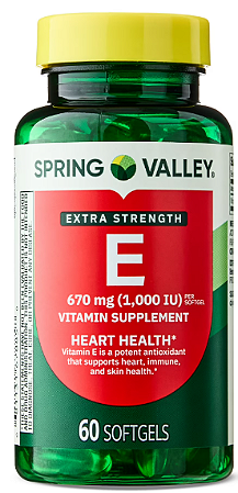 Spring Valley Extra Strength Vitamin E Supplement D-Alpha Softgels for Heart Health, 670 mg