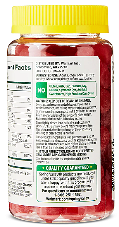 Spring Valley B Complex Vitamin Supplement Vegetarian Gummies for Energy Metabolism Support