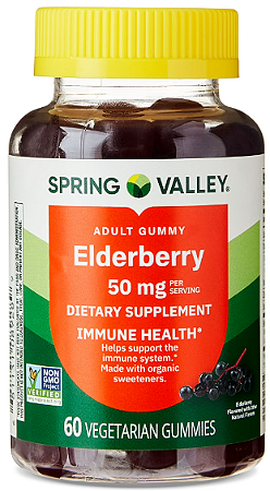 Spring Valley Non GMO Elderberry Dietary Supplement Gummies for Immune Health, 50 mg