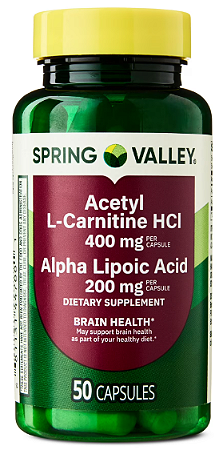 Spring Valley Acetyl L-Carnitine HCI 400 mg + Alpha Lipoic Acid 200 mg Capsules
