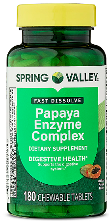 Spring Valley Papaya Enzyme Complex Chewable Tablets Dietary Supplement, Digestive Health
