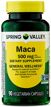 Spring Valley Maca Dietary Supplement Vegetarian Capsules for General Wellness, 500 mg