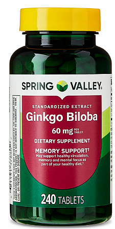 Spring Valley Standardized Extract Ginkgo Biloba Dietary Supplement Tablets for Memory Support, 60 mg