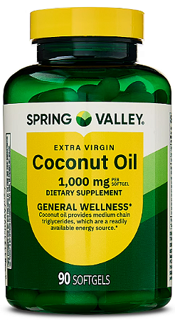 Spring Valley Extra Virgin Coconut Oil General Health & Wellness Dietary Supplement Softgels, 1,000 mg,