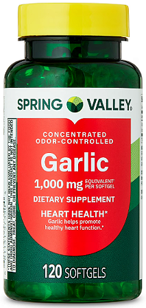 Spring Valley Odor-Controlled Garlic Dietary Supplement Softgels for Heart Health, 1000 mg