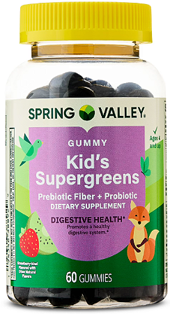 Spring Valley Kid's Supergreens + Prebiotic Fiber + Probiotic Dietary Supplement