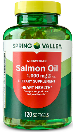 Spring Valley Norwegian Salmon Dietary Supplement Softgels for Heart Health, 1000 mg