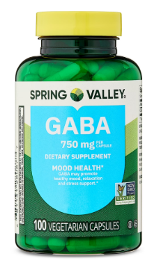 Spring Valley GABA Dietary Supplement Vegetarian Capsules for Mood Health, 750 mg