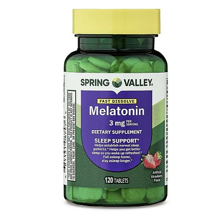 Spring Valley Fast-Dissolve Melatonin Sleep Support Dietary Supplement Tablets, 3 mg