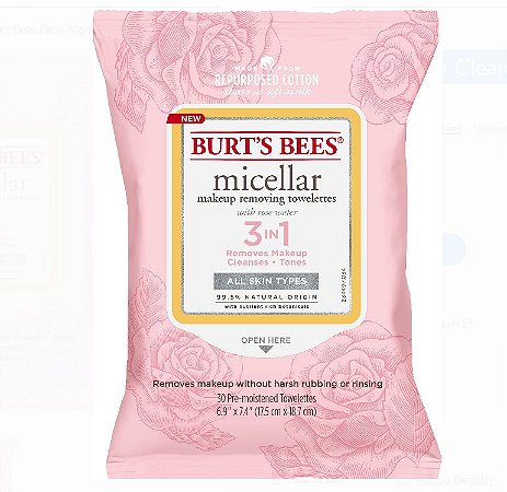 Burts Bees Micellar Cleansing Towelettes with Rose Water