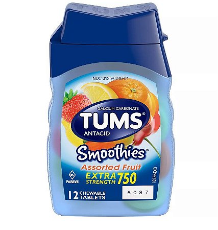 Tums Extra Strength Antacid Smoothies Assorted Fruit Chewable Tablet